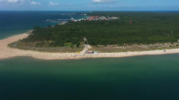 Panorama Beach Mar Baltico Hel Plaza Morze Baltyckie Vista Aerea — Video Stock