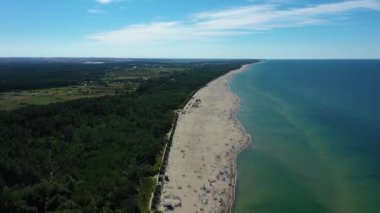 Panorama Sahili Baltık Denizi Jastrzebia Gora Plaza Morze Baltyckie Hava Görüntüsü Polonya. Yüksek kalite 4k görüntü