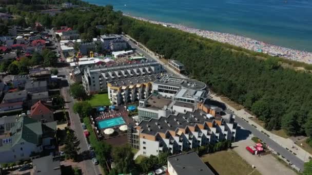 Apartments Beach Wladyslawowo Hotele Apartamenty Aerial View Polonia Imágenes Alta — Vídeos de Stock