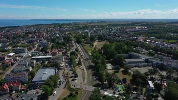 Gyönyörű Táj Wladyslawowo Piekny Krajobraz Aerial View Lengyelország Kiváló Minőségű — Stock videók