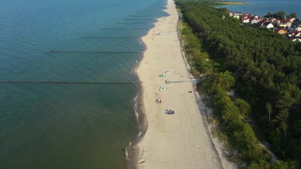 Baltské Moře Beach Chalupy Plaza Morze Baltyckie Aerial View Polsko — Stock video