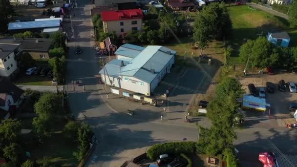 Estación Bomberos Bialogora Remiza Strazacka Vista Aérea Polonia Imágenes Alta — Vídeo de stock