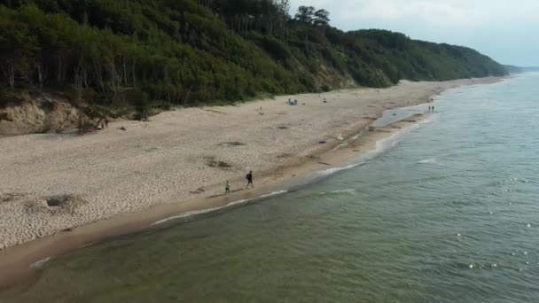 Baltic Sea Beach Debina Plaza Morze Baltyckie Aerial View Poland — Stock Video