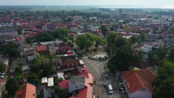 Vissersplein Leba Skwer Rybaka Aerial View Polen Hoge Kwaliteit Beeldmateriaal — Stockvideo