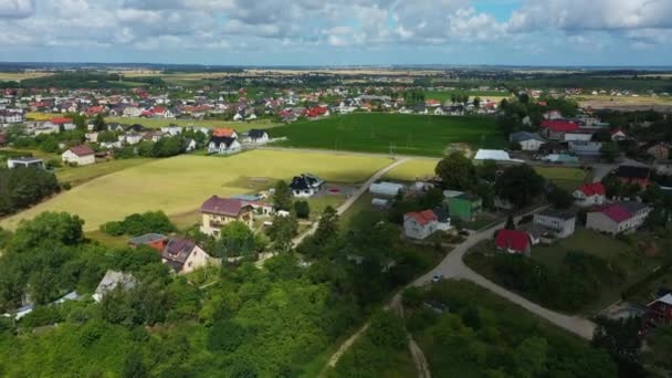 Prachtig Landschap Mrzezino Piekny Krajobraz Luchtfoto View Polen Hoge Kwaliteit — Stockvideo