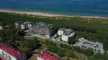 Plaj Wladyslawowo Hotel Apartmanı Hava Manzaralı Polonya. Yüksek kalite 4k görüntü