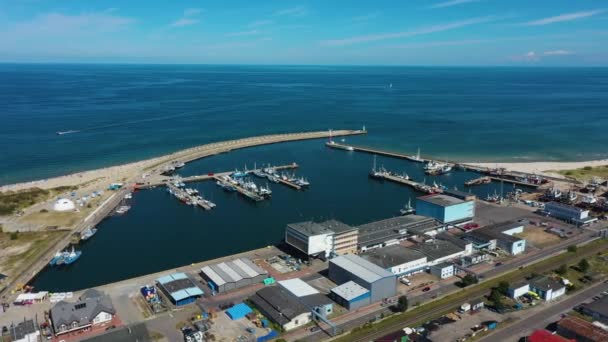 Port Władysławowo Widok Powietrza Polska Wysokiej Jakości Materiał — Wideo stockowe