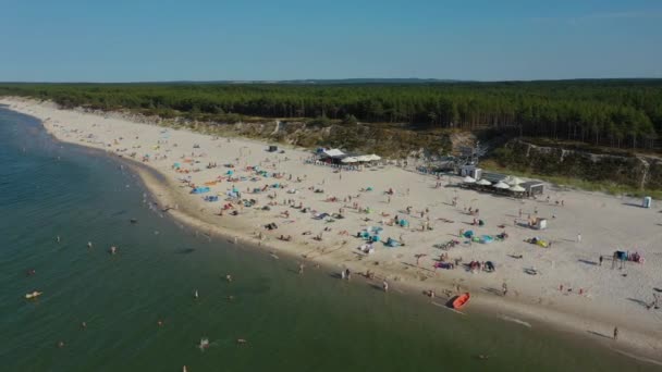 Strand Baltische Zee Bialogora Plaza Morze Baltyckie Luchtfoto View Polen — Stockvideo