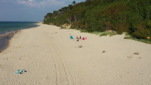 Baltic Sea Beach Debina Plaza Morze Baltyckie Air View Польща — стокове відео