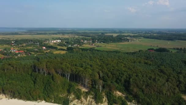 Forest Beach Debina Las Plaza Aerial View Lengyelországban Kiváló Minőségű — Stock videók