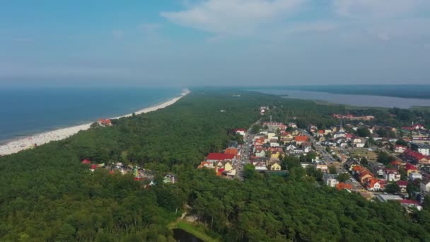 Όμορφο Τοπίο Leba Piekny Krajobraz Aerial View Πολωνία Υψηλής Ποιότητας — Αρχείο Βίντεο