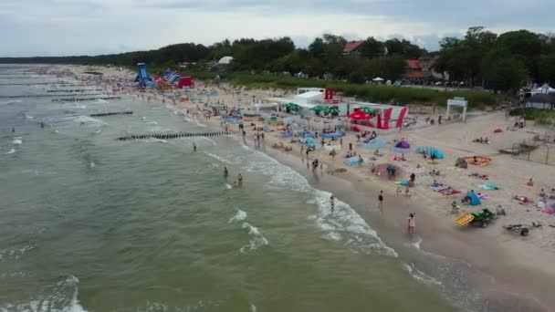 Strand Ostsee Ustka Plaza Morze Batyckie Luftaufnahme Polen Hochwertiges Filmmaterial — Stockvideo
