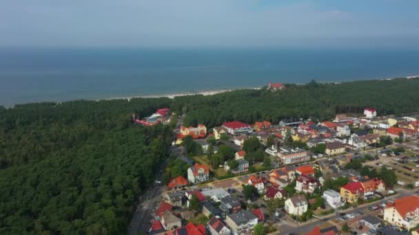 Schöne Landschaft Leba Piekny Krajobraz Luftaufnahme Polen Hochwertiges Filmmaterial — Stockvideo