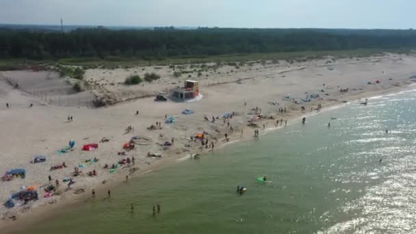 Plaj Baltık Denizi Leba Plaza Morze Baltyckie Hava Görüntüsü Polonya — Stok video