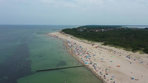 Baltic Sea Beach Rowy Plaza Morze Baltyckie Aerial View Poland — Stock Video