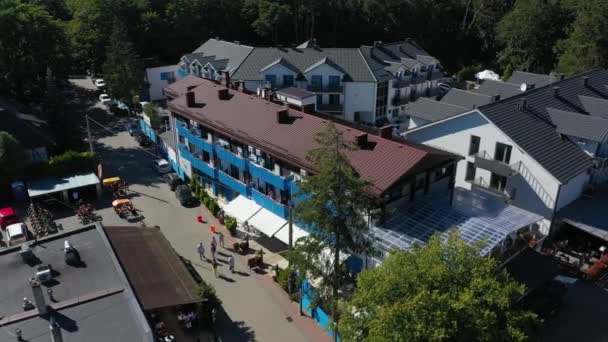 Restaurace Centrum Jastrzebia Gora Restauracja Deptak Aerial View Polsko Vysoce — Stock video