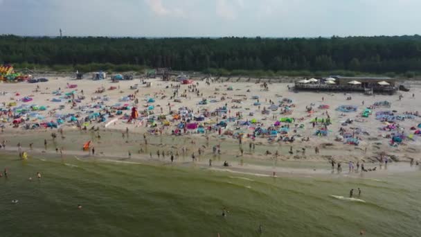 Παραλία Βαλτική Θάλασσα Leba Plaza Morze Baltyckie Αεροφωτογραφία Πολωνία Υψηλής — Αρχείο Βίντεο