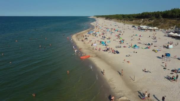 Praia Baltic Sea Bialogora Plaza Morze Baltyckie Aerial View Poland — Vídeo de Stock