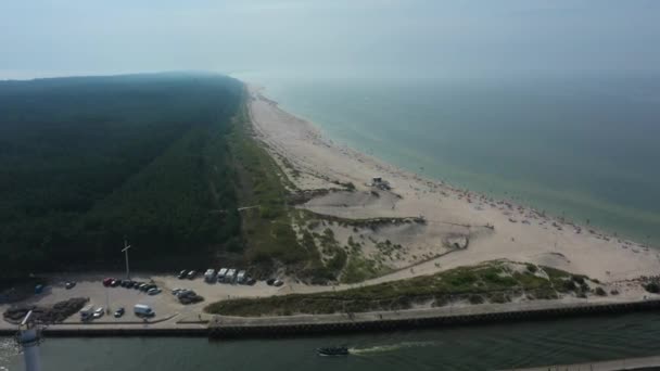 Spiaggia Mar Baltico Leba Plaza Morze Baltyckie Vista Aerea Polonia — Video Stock