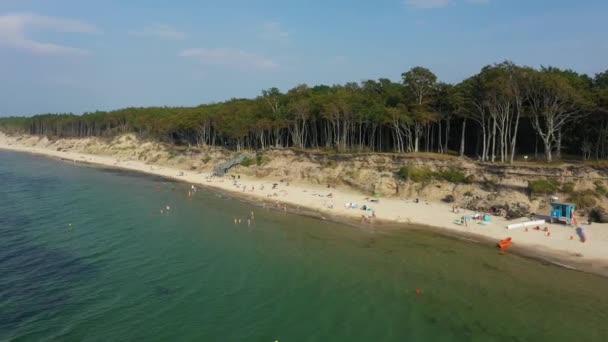 Baltic Sea Beach Debina Plaza Morze Baltyckie Air View Poland — стоковое видео