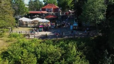 Cliff Viewpoint Jastrzebia Gora Punkt Widokowy Klif Aerial View Poland. Yüksek kalite 4k görüntü