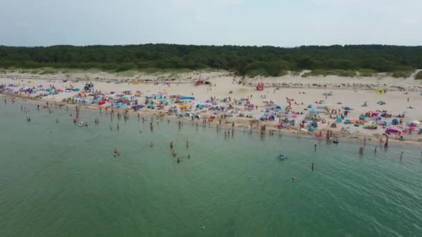 Baltic Sea Beach Rowy Plaza Morze Baltyckie Aerial View Poland — стоковое видео