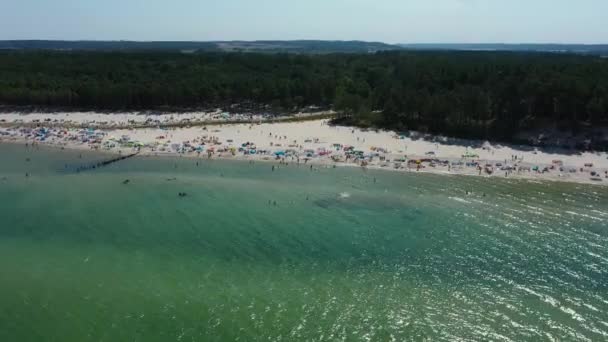Piasnica Debki Nin Panorama Estuary Ujscie Piasnicy Hava Görüntüsü Polonya — Stok video