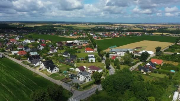 Gyönyörű Táj Mrzezino Piekny Krajobraz Aerial View Lengyelország Kiváló Minőségű — Stock videók