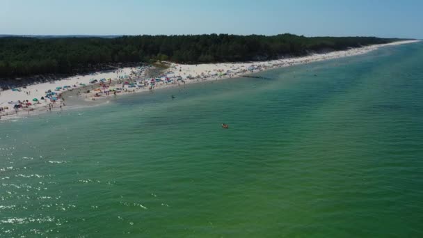 Piasnica Debki Ujscie Nin Estuary Hava Manzarası Polonya Yüksek Kalite — Stok video