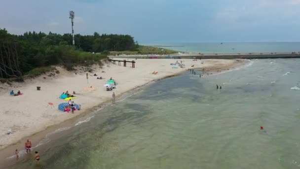 Baltic Sea Beach Rowy Plaza Morze Baltyckie Vista Aérea Polonia — Vídeos de Stock