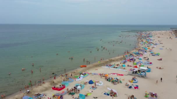 Baltische Zee Strand Rowy Plaza Morze Baltyckie Luchtfoto View Polen — Stockvideo