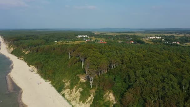 Plage Forêt Dans Debina Las Plaza Vue Aérienne Pologne Images — Video
