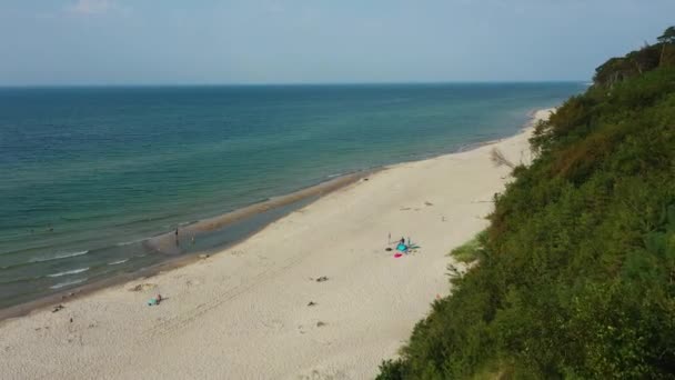 Baltic Sea Beach Debina Plaza Morze Baltyckie Widok Lotu Ptaka — Wideo stockowe