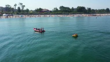 Baltık Denizi Sarbinowo Motorowka Morze Baltyckie Hava Manzaralı Polonya. Yüksek kalite 4k görüntü