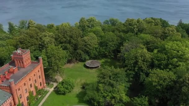 Castello Foresta Oslonino Zamek Vista Aerea Polonia Filmati Alta Qualità — Video Stock