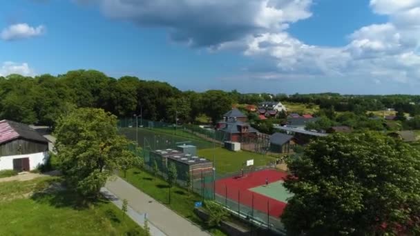 Campo Futebol Trzesacz Boisko Aerial View Poland Imagens Alta Qualidade — Vídeo de Stock