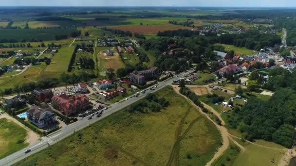 Όμορφο Τοπίο Trzesacz Piekny Krajobraz Αεροφωτογραφία Πολωνία Υψηλής Ποιότητας Πλάνα — Αρχείο Βίντεο