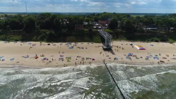 Plaża Krajobrazowa Baltic Sea Rewal Plaza Morze Baltyckie Widok Powietrza — Wideo stockowe