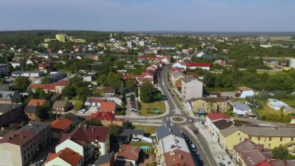 Gyönyörű Táj Rondo Konskie Aerial View Lengyelország Kiváló Minőségű Felvételek — Stock videók