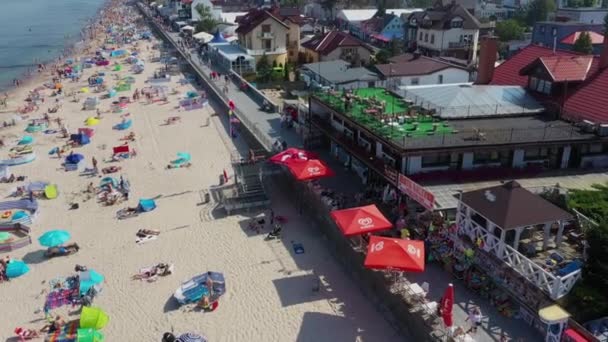 Promenade Beach Sarbinowo Promenada Plaza Vista Aerea Polonia Filmati Alta — Video Stock