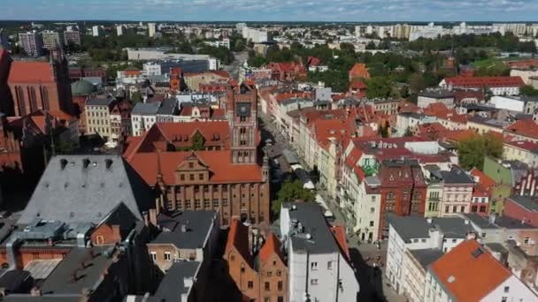 Eski Kasaba Meydanı Torun Rynek Staromiejski Hava Görüntüsü Polonya Yüksek — Stok video