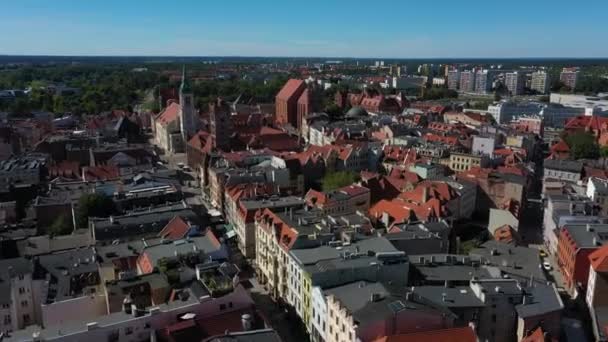 Παλιά Πόλη Του Torun Stare Miasto Aerial View Πολωνία Υψηλής — Αρχείο Βίντεο