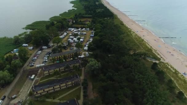 Panorama Jezioro Bałtyckie Bukowo Dabkowice Krajobraz Widok Powietrza Polska Wysokiej — Wideo stockowe