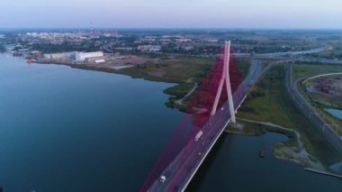 Kırmızı Köprü Ölü Vistula Gdansk En Czerwony Martwa Wisla Hava Görüntüsü Polonya. Yüksek kalite 4k görüntü