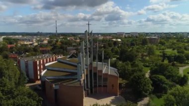 Kilise Parkı Lokietka Wloclawek Kosciol Hava Manzarası Polonya. Yüksek kalite 4k görüntü