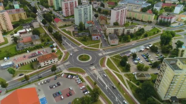 Rondo Bydgoska Okolna Pila Légi Nézet Lengyelország Kiváló Minőségű Felvételek — Stock videók