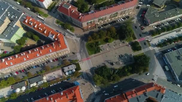Plac Lotnikow Meydanı Szczecin Hava Görüntüsü Polonya Yüksek Kalite Görüntü — Stok video