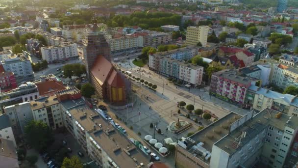 美しい旧市場広場Gorzow Wielkopolski Stary Rynk空の景色ポーランド 高品質4K映像 — ストック動画