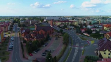 Osiedle Jagiellonskie Kilisesi Biala Podlaska Kosciol Havacılık Görünümü Polonya. Yüksek kalite 4k görüntü