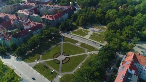 Πλατεία Plac Adam Mickiewicz Szczecin Aerial View Πολωνία Υψηλής Ποιότητας — Αρχείο Βίντεο